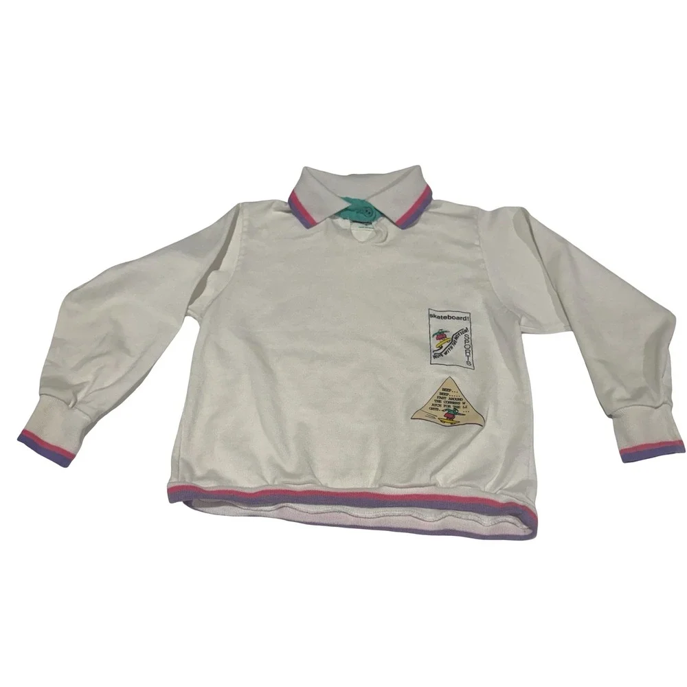 Vintage‎ Health-tex Kids Skateboard Sweatshirt and Joggers Set White Blue Size 6